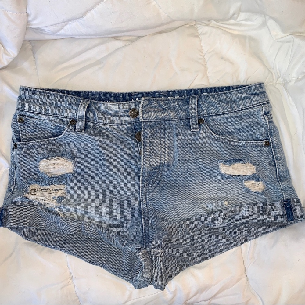 volcom distressed denim shorts